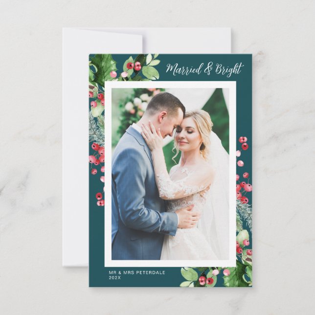 Mariage photo de Noël marié faire-part (Devant)