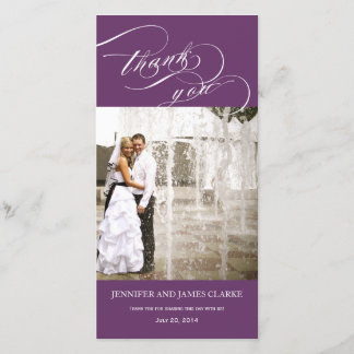 Mariage photo de script personnalisé violet Merci