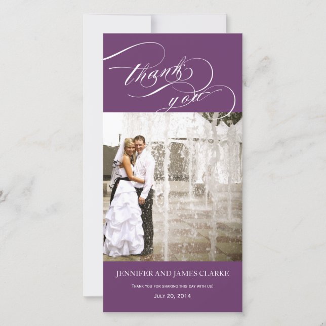 Mariage photo de script personnalisé violet Merci (Devant)