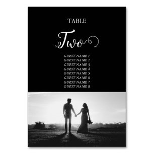 Mariage photo en noir et blanc Numéro de table