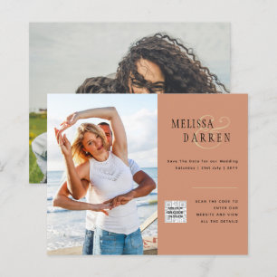 Mariage PHOTO EN Terracotta légère SAVE DATE QR CO