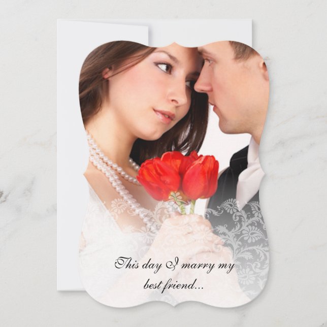 Mariage photo Invitations Vintages Damask (Devant)