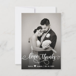 Mariage Photo Love and Thanks Carte de remerciemen