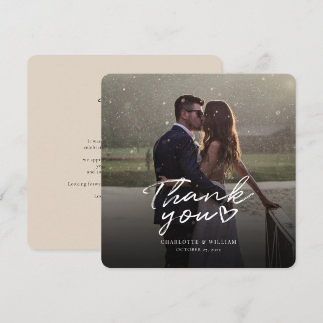 Mariage Photo manuscrit Elegant Merci (Devant / Derrière)