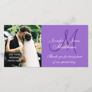 Mariage Photo Merci Cartes avec Monogramme