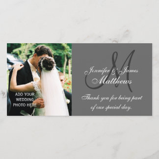 Mariage Photo Merci Cartes avec Monogramme