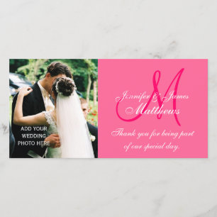 Mariage Photo Merci Cartes avec Monogramme rose