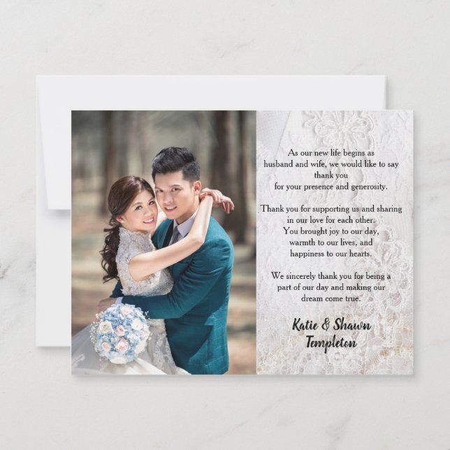 Mariage Photo Merci double face Faux Lace (Dos)