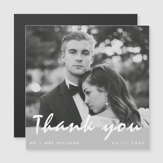 Mariage Photo Merci magnétique (Devant / Derrière)