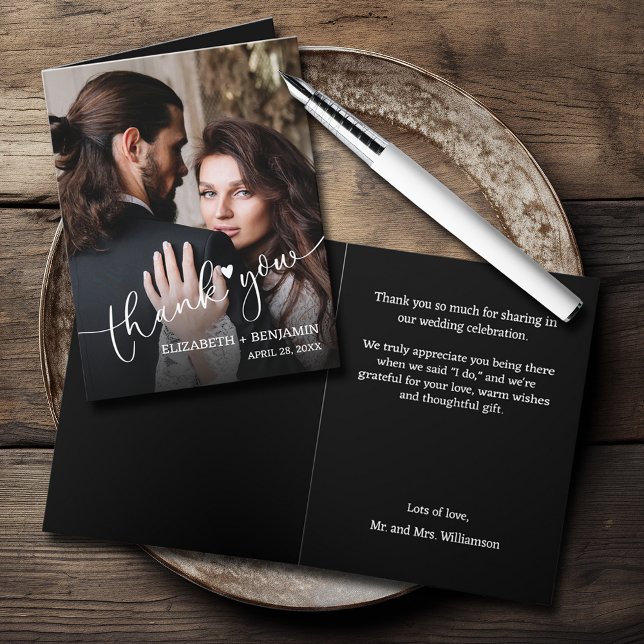 Mariage Photo Merci plié (Wedding Photo Folded Thank You Note Cards)