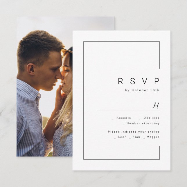Mariage photo minimaliste chic moderne RSVP (Devant / Derrière)