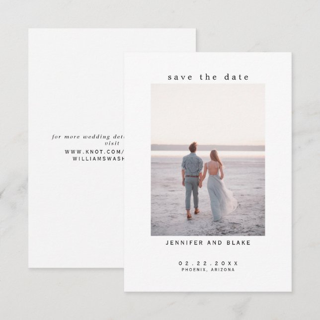 Mariage photo minimaliste Enregistrer la date (Devant / Derrière)