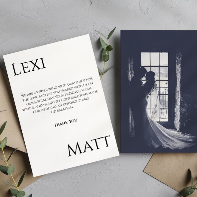Mariage photo moderne Carte de remerciements (Créateur téléchargé)