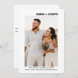 Mariage photo moderne et chic carte de Faire-part 