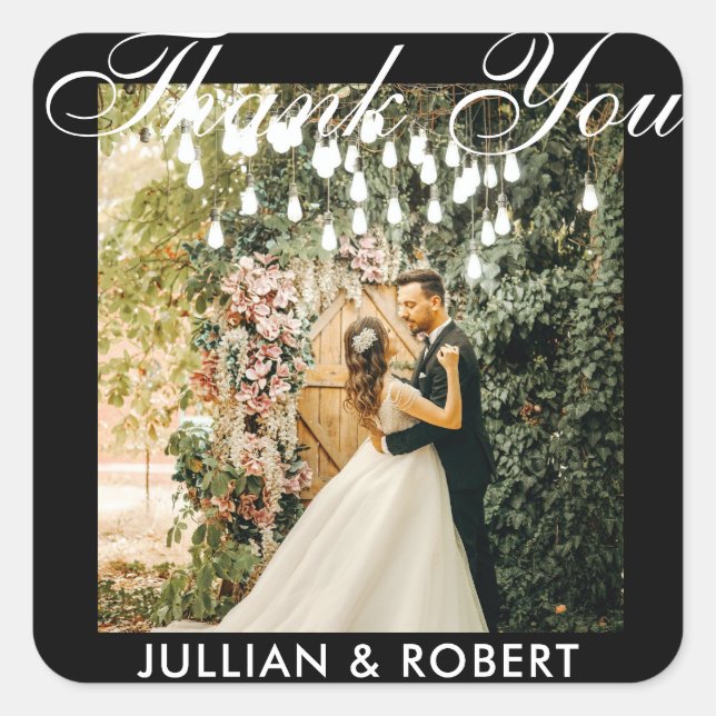 Mariage photo moderne Merci Favoriser Stickers (Devant)