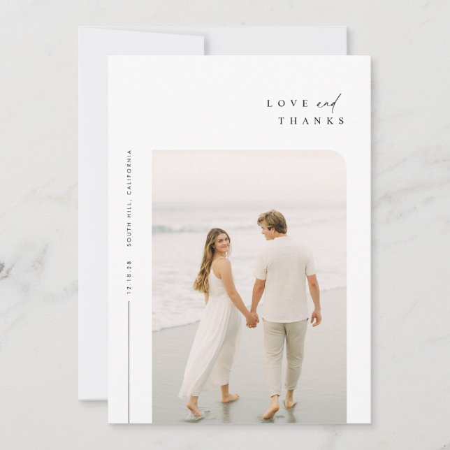 Mariage photo moderne simple Carte de remerciement (Devant)