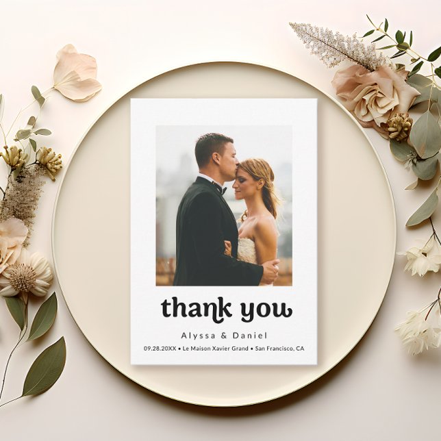 Mariage photo moderne simple Merci Note (Memorable, simple, chic 
wedding photo thank you cards.)
