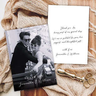 Mariage Photo Noir Blanc Élégant Merci