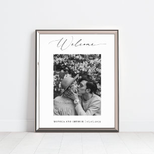 Mariage photo noir et blanc simple Affiche de bien