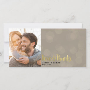 Mariage Photo Or Brun Amour & Remerciements Merci