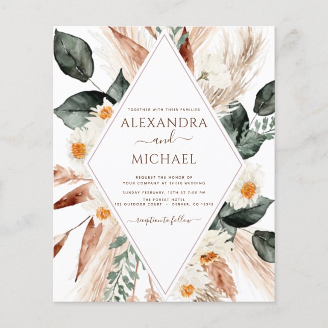 Mariage photo Pampas Grass Boho (Devant)