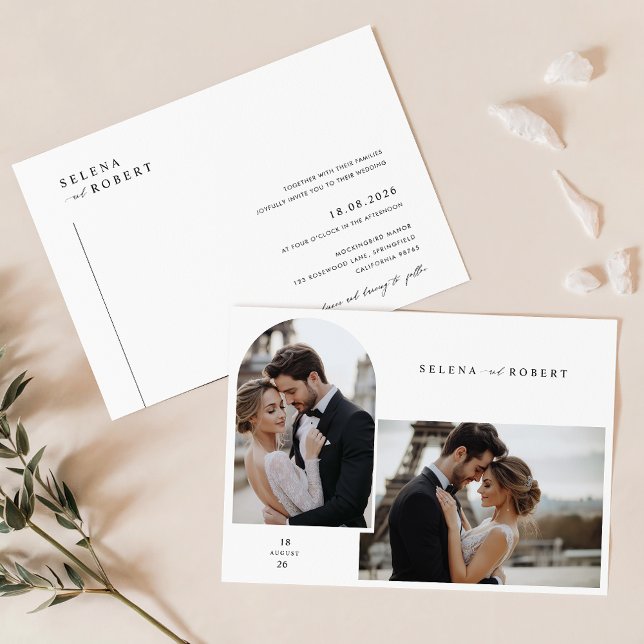 Mariage photo romantique Invitation | Minimaliste  (Créateur téléchargé)