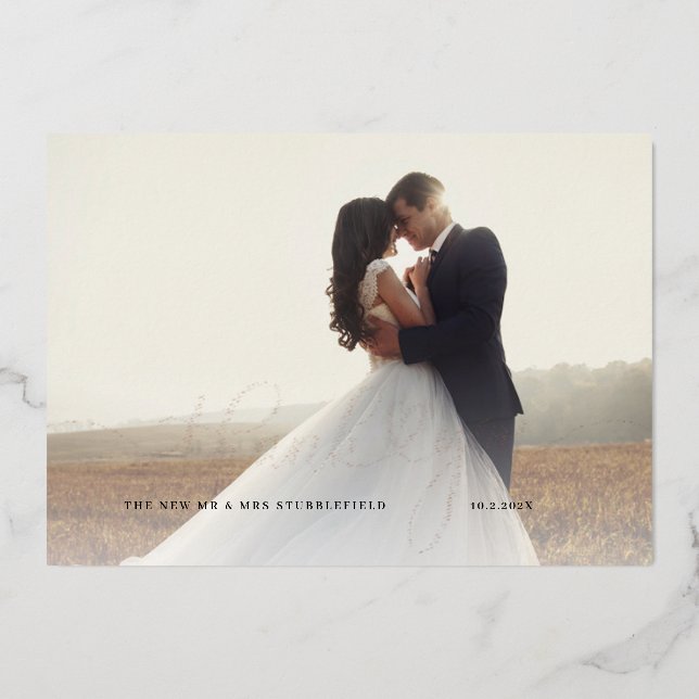 Mariage Photo Rose Gold Foil Carte de remerciement (Recto)