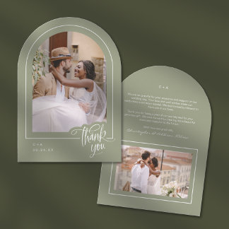 Mariage photo Sage Carte de remerciements