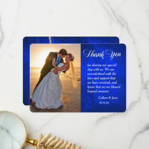 Mariage photo Silver Leaf Bleu brillant Merci
