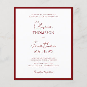 MARIAGE photo simple Bordure rouge BUDGET