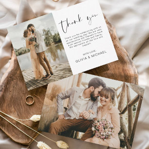 Mariage photo simple moderne Carte de remerciement