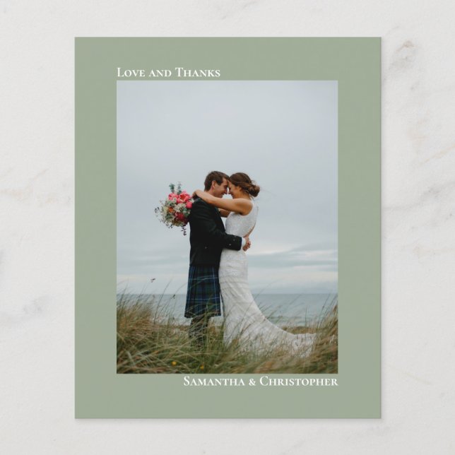 Mariage photo simple Sage Green BUDGET Merci photo (Devant)