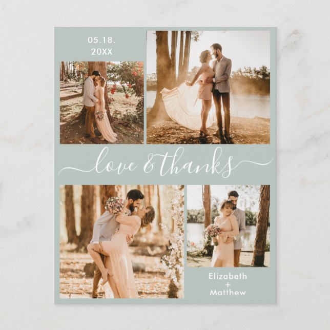 Mariage photo vert Budget Sage Merci circulaire (Devant)