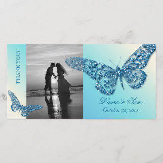 Mariage Photocard Merci Papillon bleu
