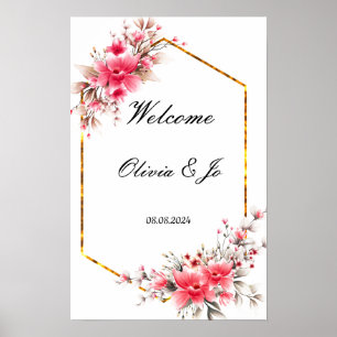 MARIAGE PINK AFFICHE FLORALE POUR MARIAGE
