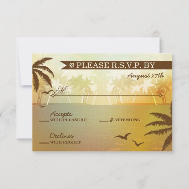 Mariage Pittoresque de plage Orange tropical RSVP (Devant)