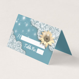 Mariage Place Numéro de table Dentelle Tournesols 