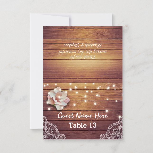 Mariage Place Numéro de table Floral Lumière Dente (Devant)