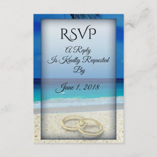 Mariage plage avec anneaux carte RSVP