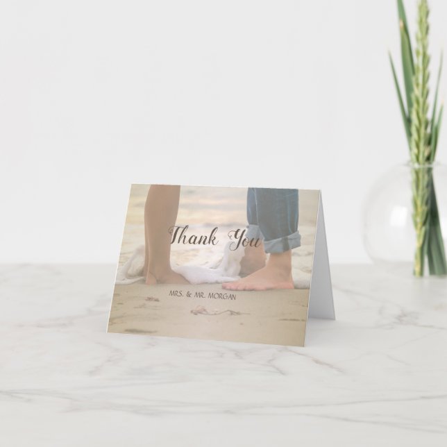 Mariage plage, Carte de remerciements pieds (Devant)
