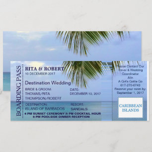 Mariage plage Carte d'embarquement - Destination