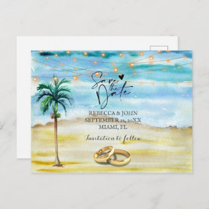 Mariage plage enregistrer la date carte postale