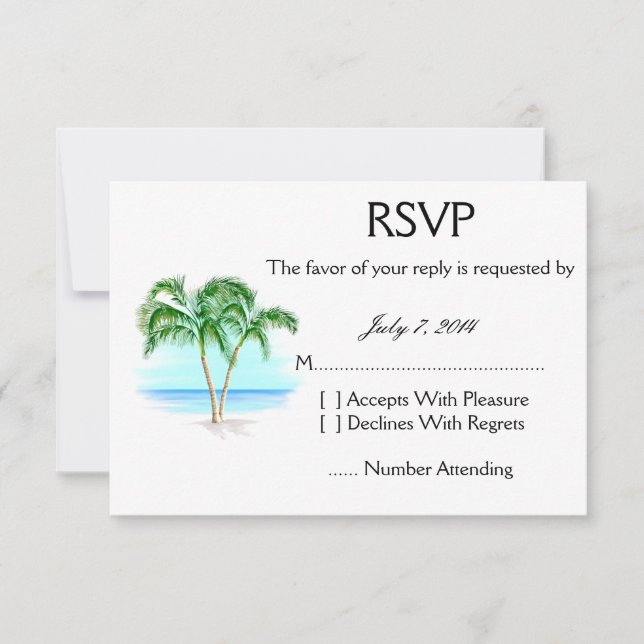 Mariage Plage Et Palmiers RSVP (Devant)