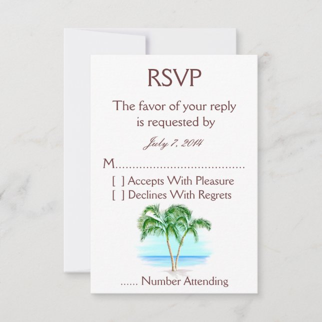 Mariage Plage Et Palmiers RSVP (Devant)