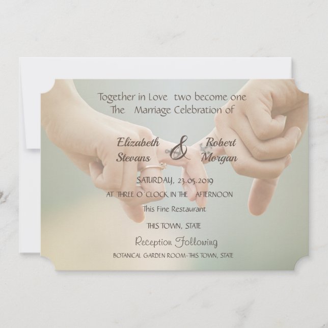Mariage plage, Invitation main (Devant)