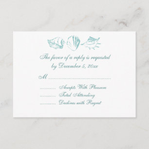 Mariage plage RSVP Blue Seashells