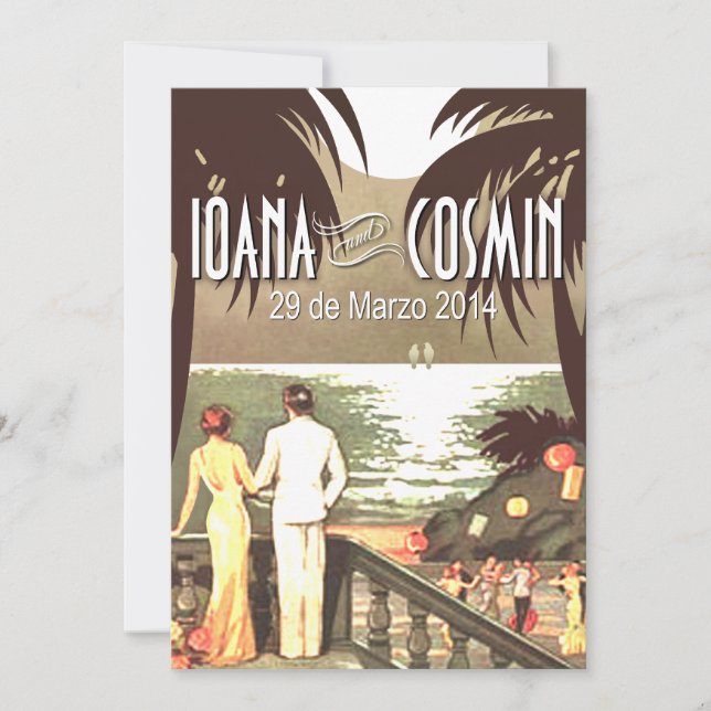 Mariage plage vintage Art déco rose poudré (Devant)