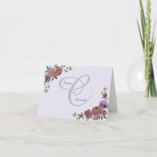 Mariage plié Merci / Carte de note (Devant)