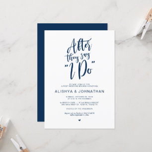 Mariage post Brunch, Rustic Navy Blue Invitation