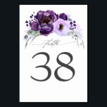 Mariage pourpre d'aubergine Cartes Numéro de table<br><div class="desc">Cartes de numéro de table mariage de fleurs violettes</div>